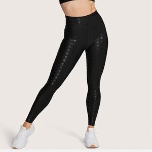 Peloton Show Up Black Foil Houndstooth Printed High Waist Leggings Women’s Large